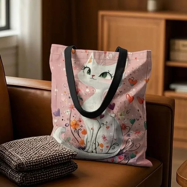 Шопер "Біла кішка в рожевому" SHOP-018 фото
